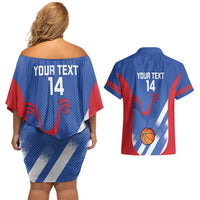 France Basketball Custom Couples Matching Off Shoulder Short Dress and Hawaiian Shirt Allez Les Bleus - Wonder Print Shop