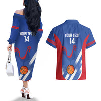 France Basketball Custom Couples Matching Off The Shoulder Long Sleeve Dress and Hawaiian Shirt Allez Les Bleus - Wonder Print Shop