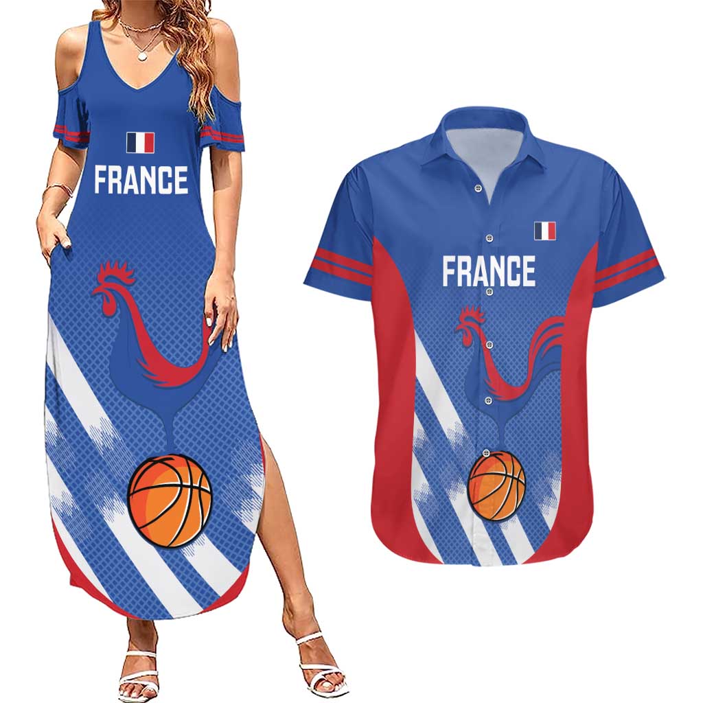 France Basketball Custom Couples Matching Summer Maxi Dress and Hawaiian Shirt Allez Les Bleus - Wonder Print Shop