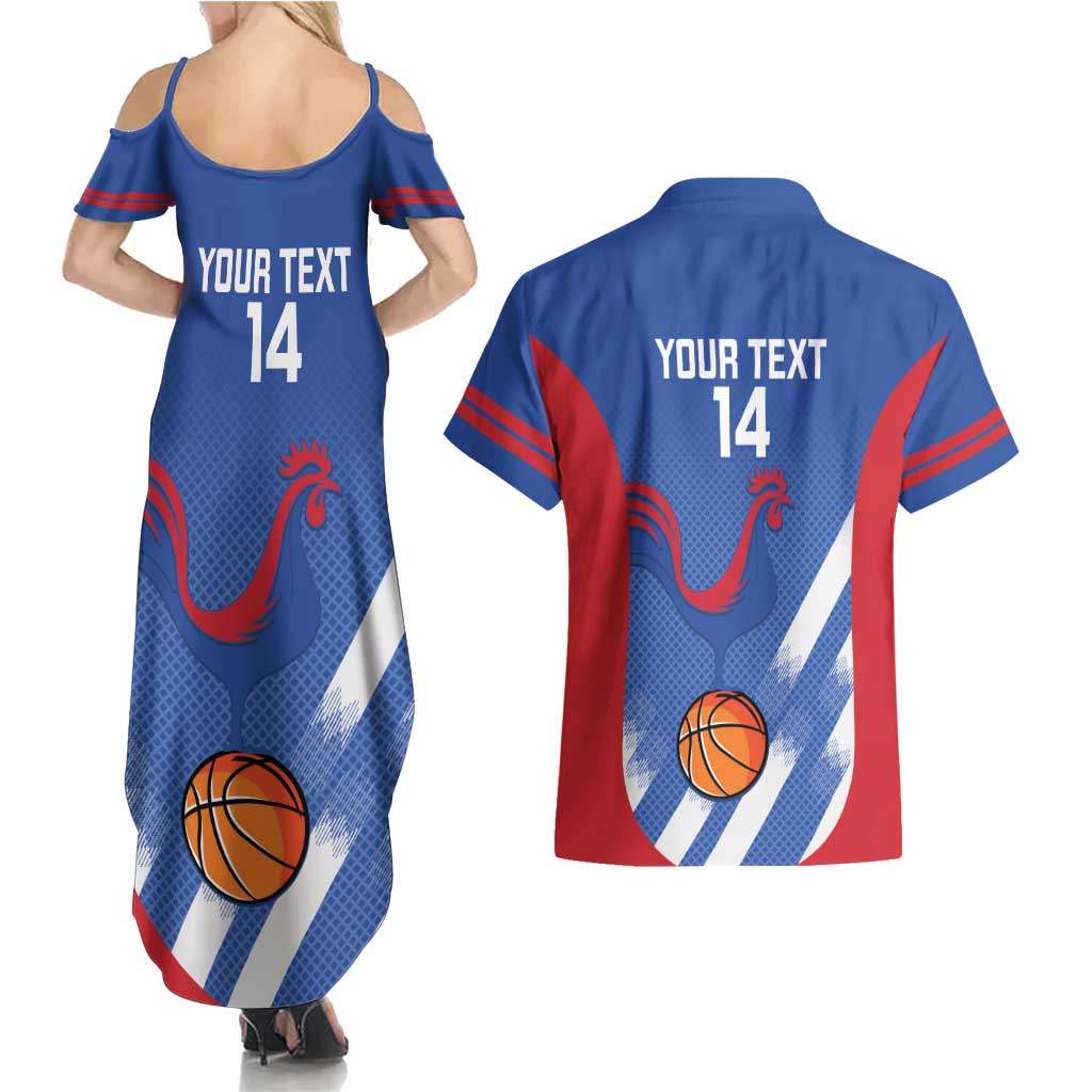 France Basketball Custom Couples Matching Summer Maxi Dress and Hawaiian Shirt Allez Les Bleus - Wonder Print Shop