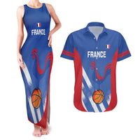 France Basketball Custom Couples Matching Tank Maxi Dress and Hawaiian Shirt Allez Les Bleus - Wonder Print Shop