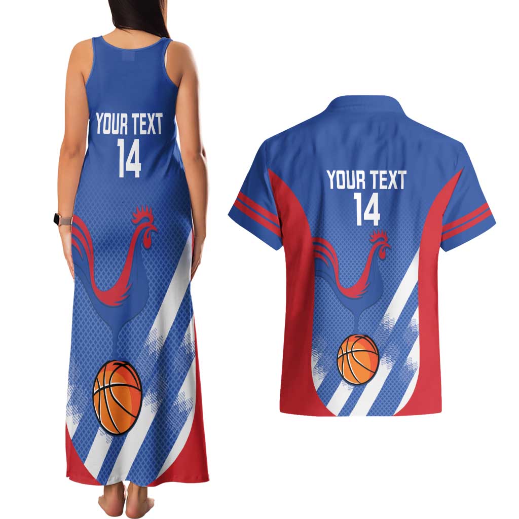 France Basketball Custom Couples Matching Tank Maxi Dress and Hawaiian Shirt Allez Les Bleus - Wonder Print Shop