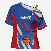France Basketball Custom Cross Shoulder Shirt Allez Les Bleus - Wonder Print Shop