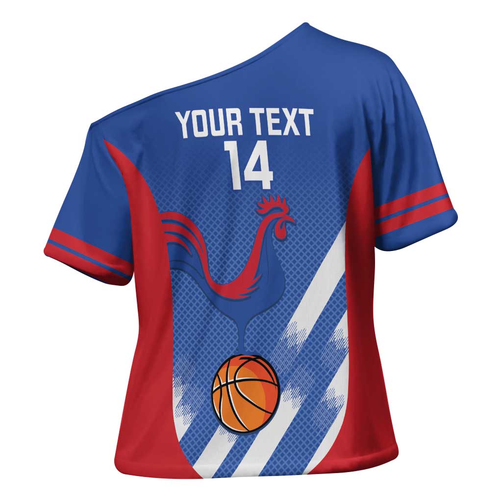 France Basketball Custom Cross Shoulder Shirt Allez Les Bleus - Wonder Print Shop