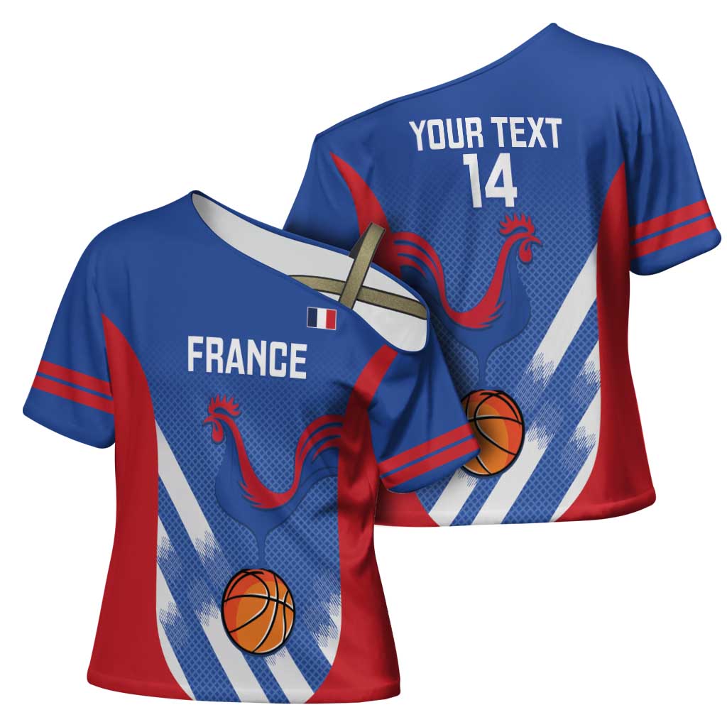 France Basketball Custom Cross Shoulder Shirt Allez Les Bleus - Wonder Print Shop