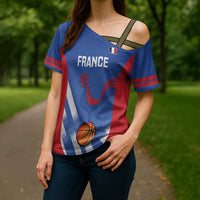 France Basketball Custom Cross Shoulder Shirt Allez Les Bleus - Wonder Print Shop