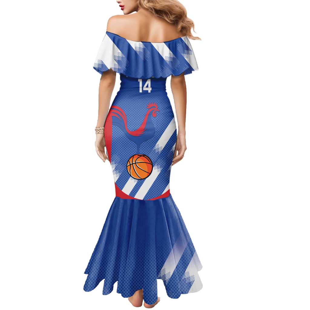 France Basketball Custom Family Matching Mermaid Dress and Hawaiian Shirt Allez Les Bleus - Wonder Print Shop