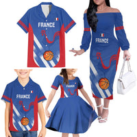 France Basketball Custom Family Matching Off The Shoulder Long Sleeve Dress and Hawaiian Shirt Allez Les Bleus - Wonder Print Shop
