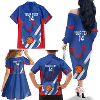 France Basketball Custom Family Matching Off The Shoulder Long Sleeve Dress and Hawaiian Shirt Allez Les Bleus - Wonder Print Shop