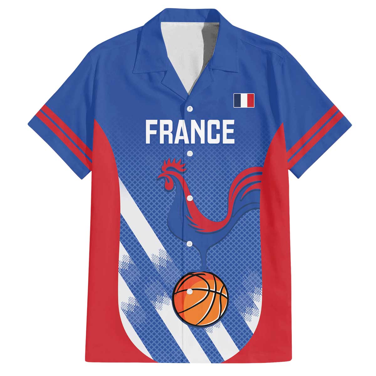 France Basketball Custom Family Matching Off The Shoulder Long Sleeve Dress and Hawaiian Shirt Allez Les Bleus - Wonder Print Shop