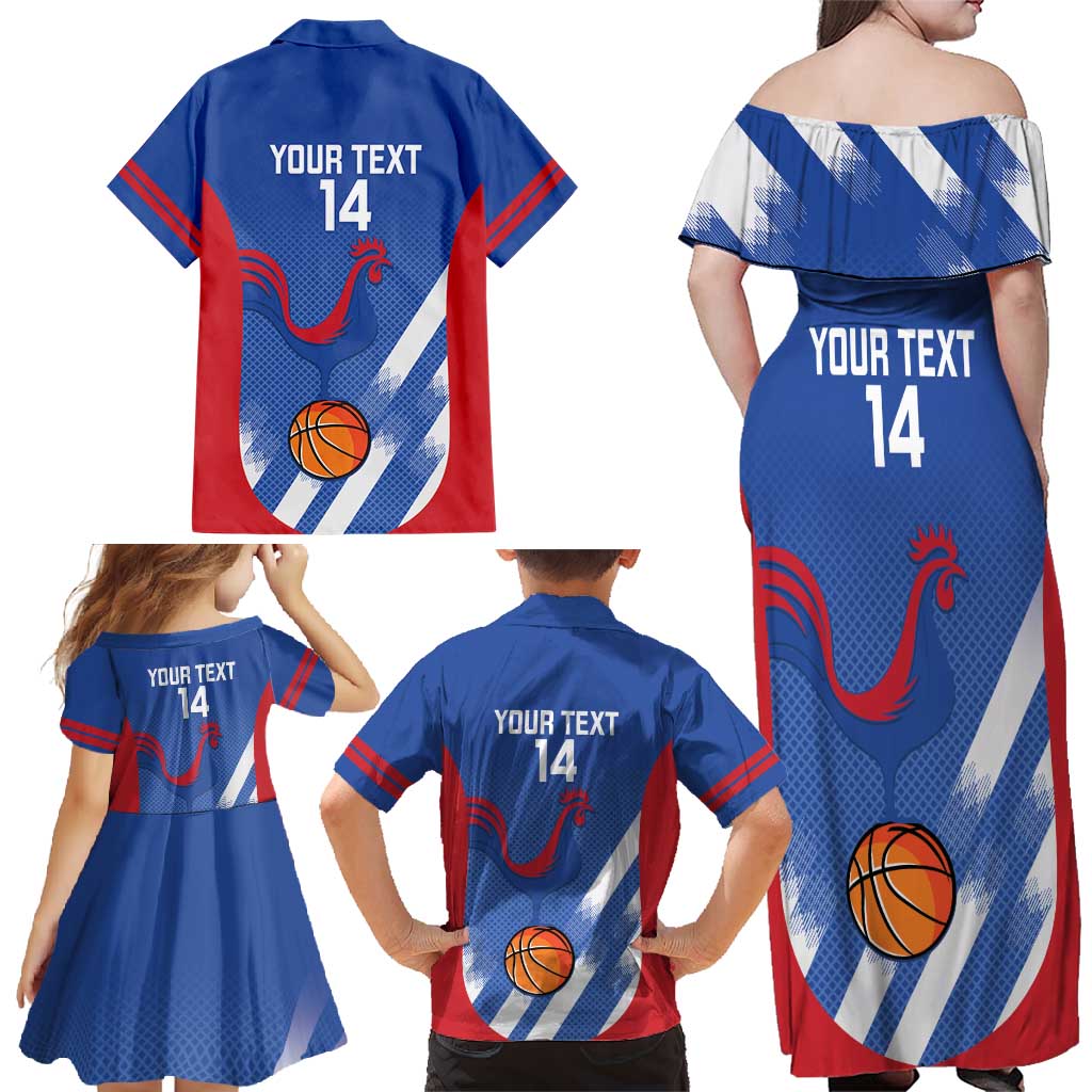 France Basketball Custom Family Matching Off Shoulder Maxi Dress and Hawaiian Shirt Allez Les Bleus - Wonder Print Shop