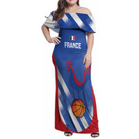 France Basketball Custom Family Matching Off Shoulder Maxi Dress and Hawaiian Shirt Allez Les Bleus - Wonder Print Shop