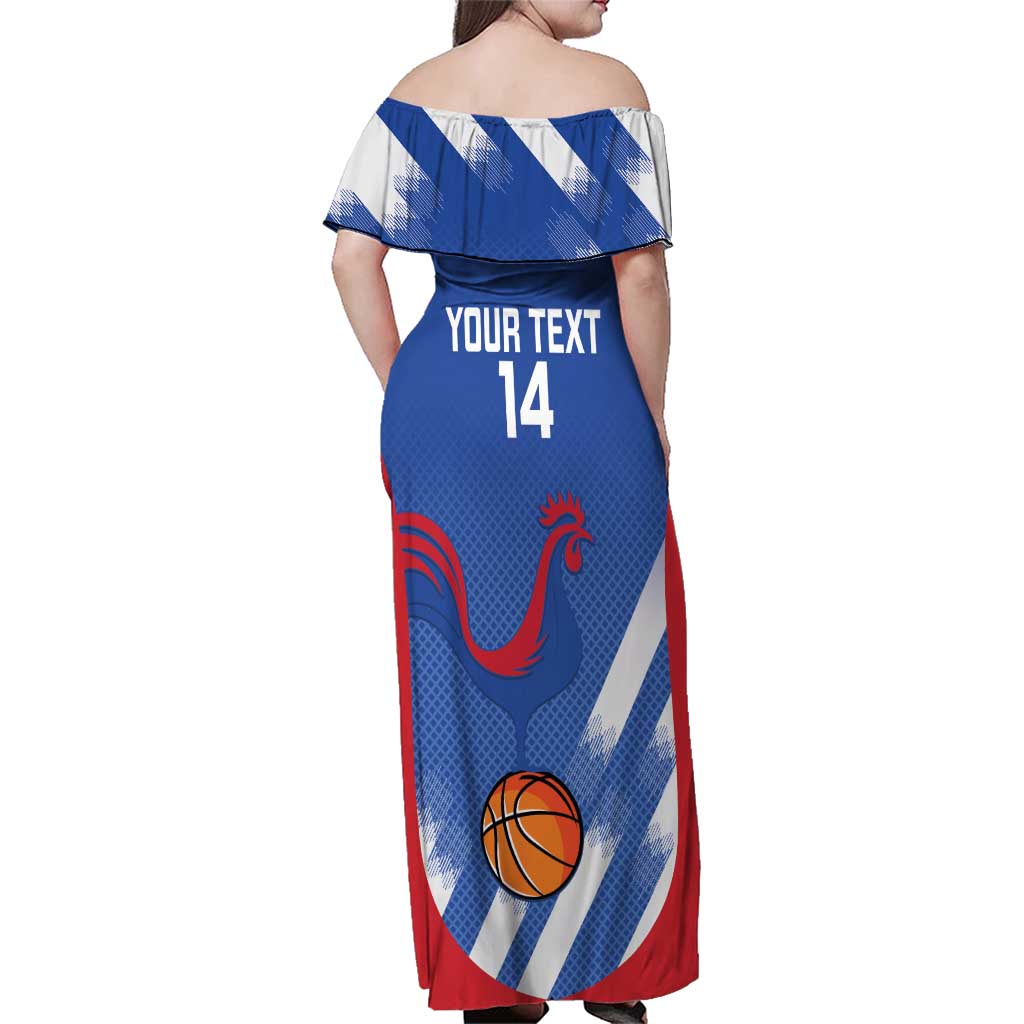 France Basketball Custom Family Matching Off Shoulder Maxi Dress and Hawaiian Shirt Allez Les Bleus - Wonder Print Shop