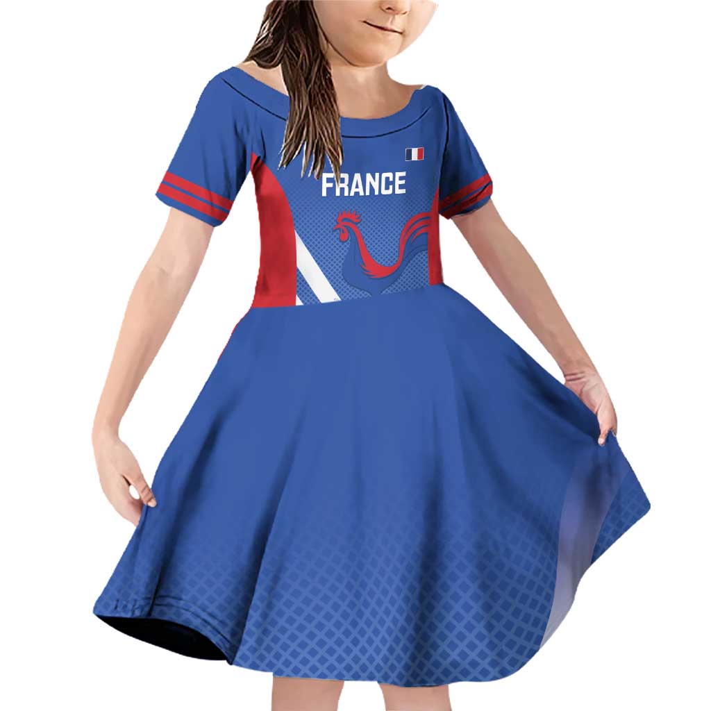 France Basketball Custom Family Matching Off Shoulder Short Dress and Hawaiian Shirt Allez Les Bleus - Wonder Print Shop