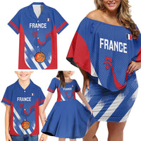 France Basketball Custom Family Matching Off Shoulder Short Dress and Hawaiian Shirt Allez Les Bleus - Wonder Print Shop