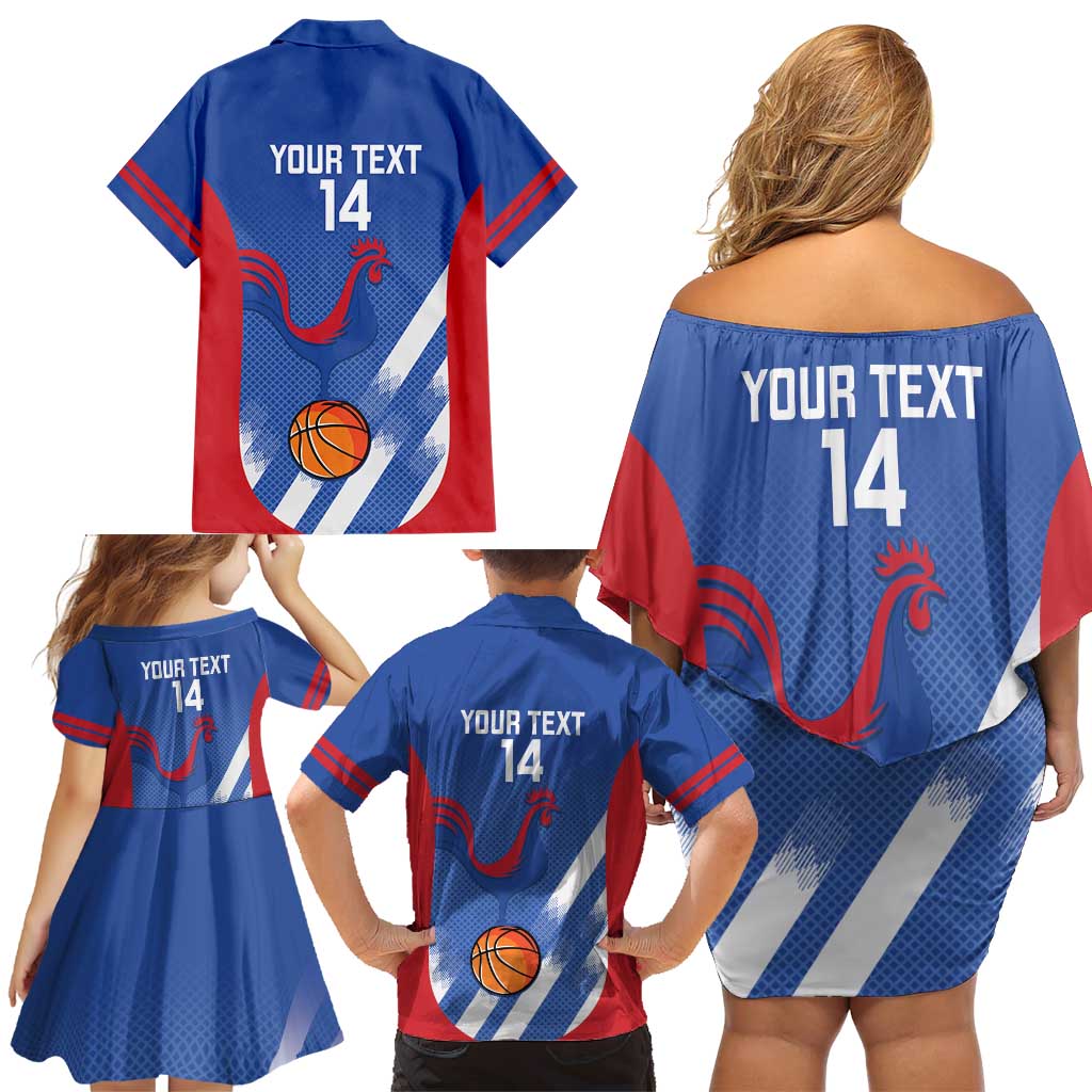 France Basketball Custom Family Matching Off Shoulder Short Dress and Hawaiian Shirt Allez Les Bleus - Wonder Print Shop