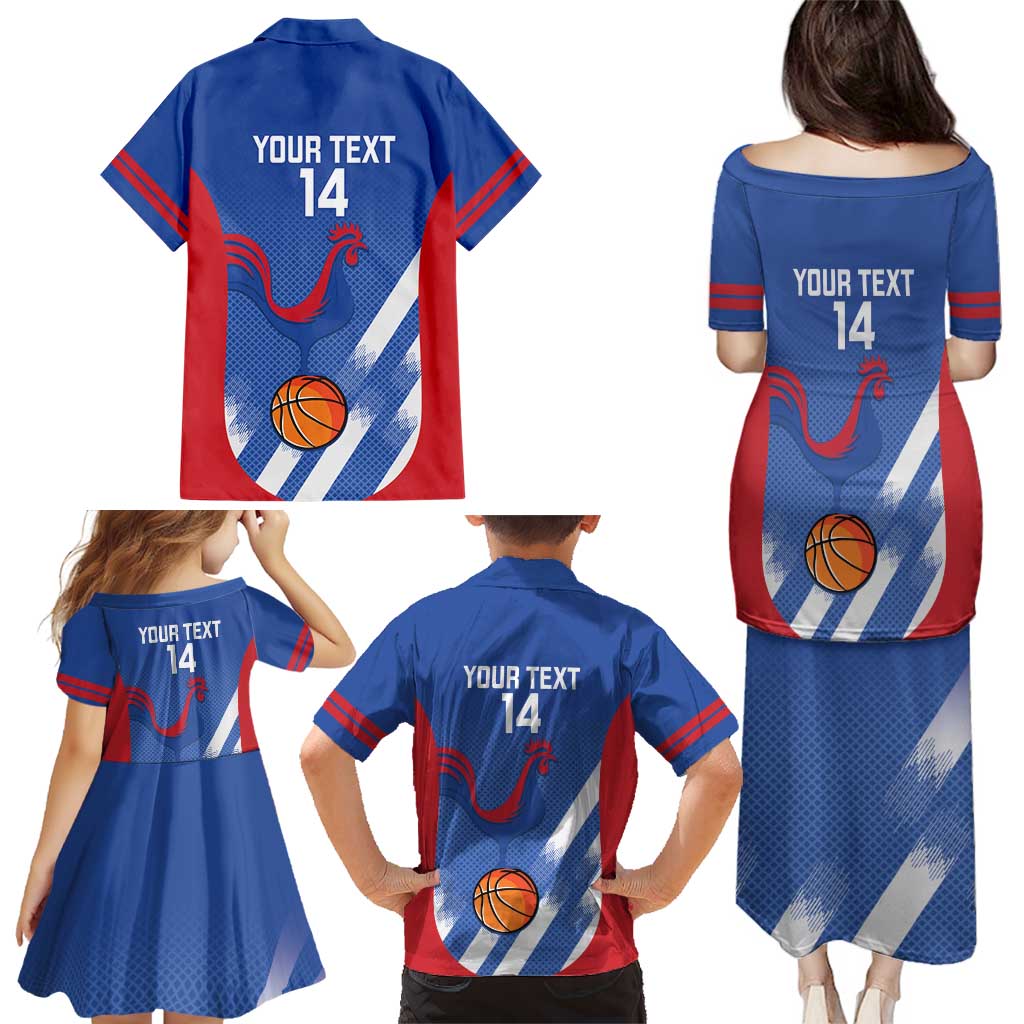 France Basketball Custom Family Matching Puletasi and Hawaiian Shirt Allez Les Bleus - Wonder Print Shop