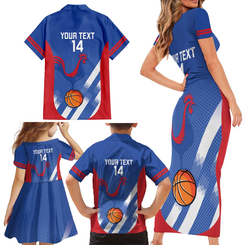 France Basketball Custom Family Matching Short Sleeve Bodycon Dress and Hawaiian Shirt Allez Les Bleus - Wonder Print Shop
