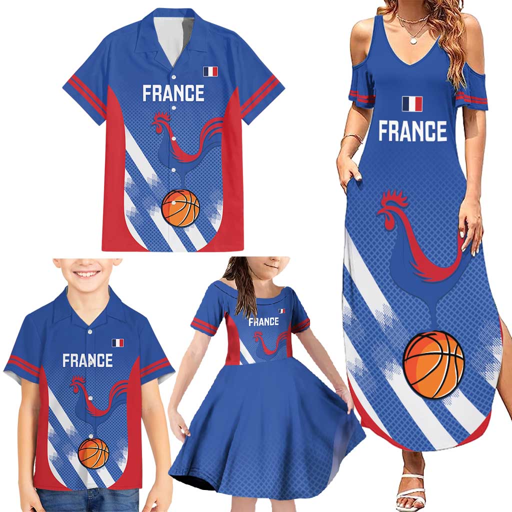 France Basketball Custom Family Matching Summer Maxi Dress and Hawaiian Shirt Allez Les Bleus - Wonder Print Shop