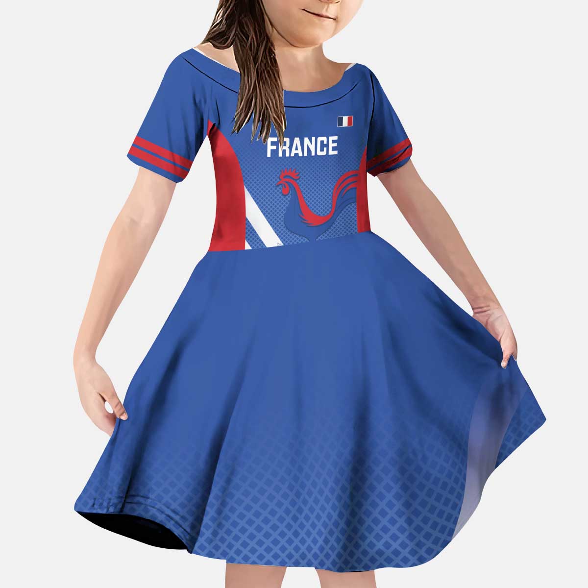 France Basketball Custom Kid Short Sleeve Dress Allez Les Bleus - Wonder Print Shop
