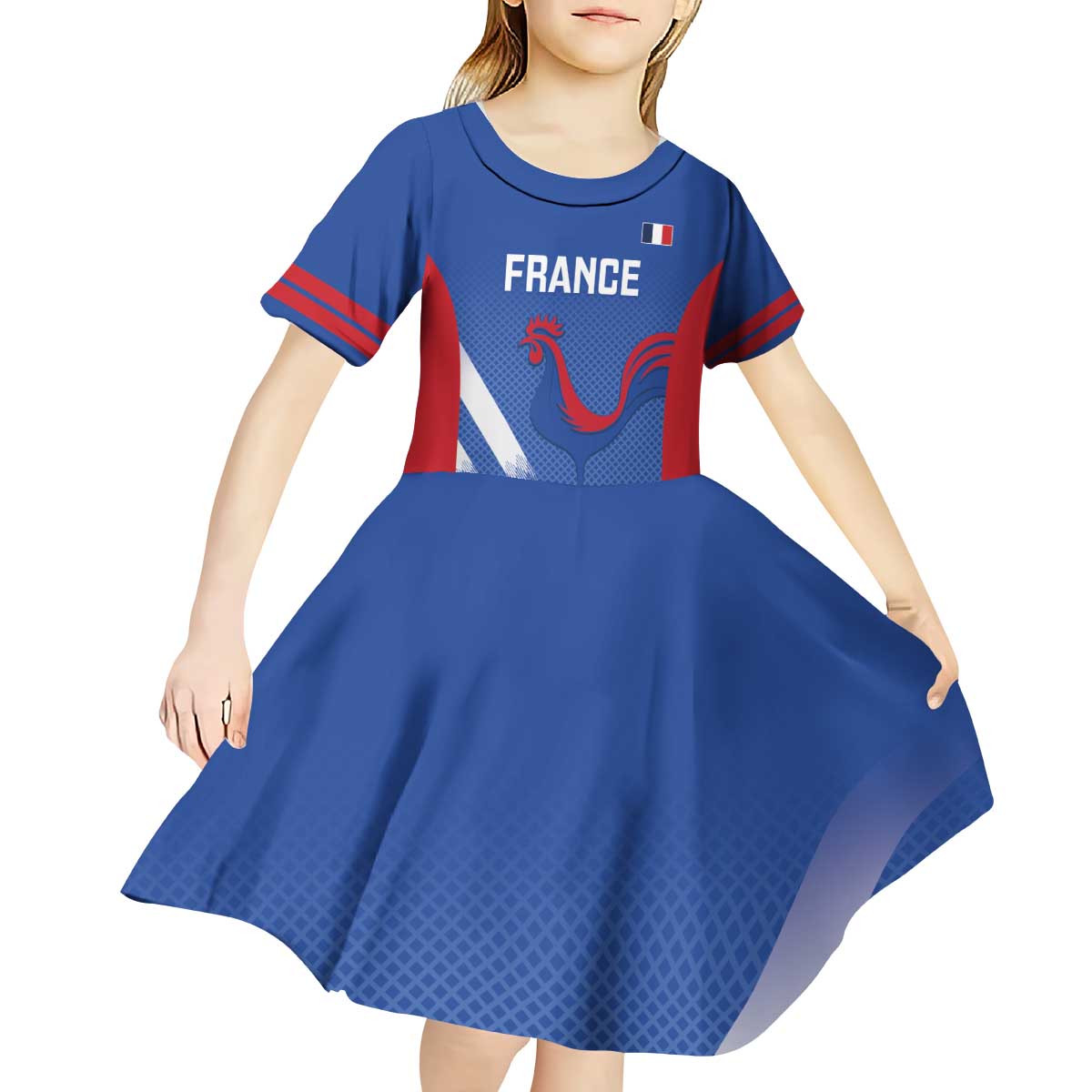 France Basketball Custom Kid Short Sleeve Dress Allez Les Bleus - Wonder Print Shop