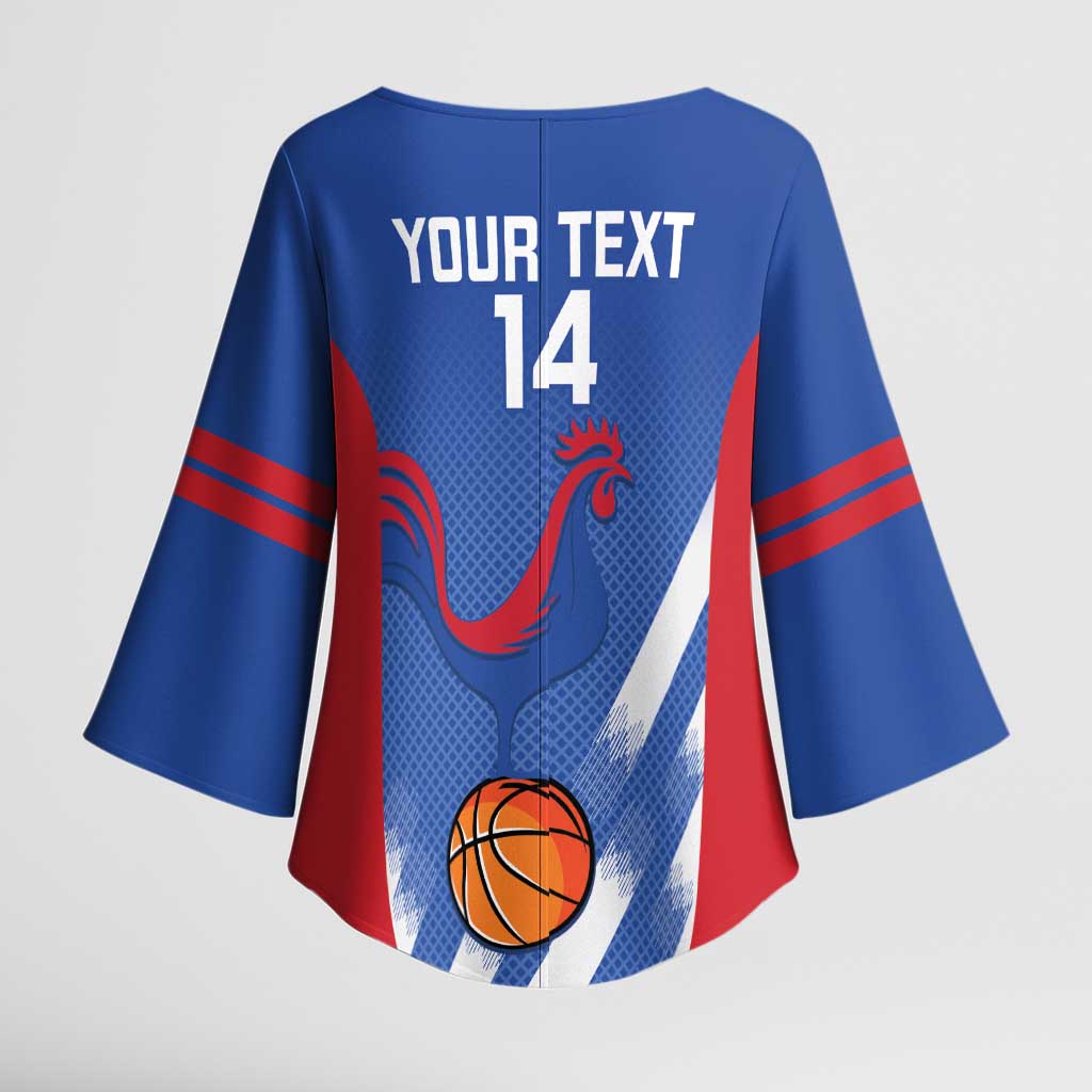 France Basketball Custom Kimono Sleeve Blouse Allez Les Bleus - Wonder Print Shop