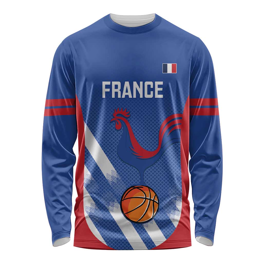 France Basketball Custom Long Sleeve Shirt Allez Les Bleus - Wonder Print Shop