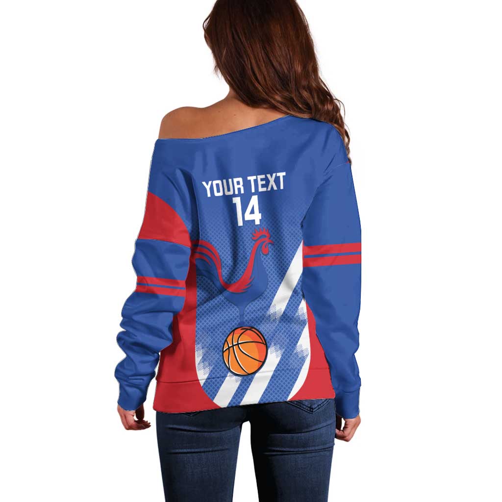 France Basketball Custom Off Shoulder Sweater Allez Les Bleus - Wonder Print Shop