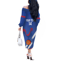 France Basketball Custom Off The Shoulder Long Sleeve Dress Allez Les Bleus - Wonder Print Shop