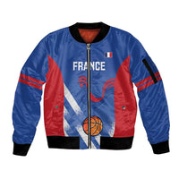 France Basketball Custom Sleeve Zip Bomber Jacket Allez Les Bleus - Wonder Print Shop