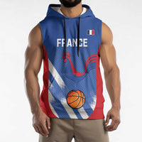 France Basketball Custom Sleeveless Hoodie Allez Les Bleus - Wonder Print Shop