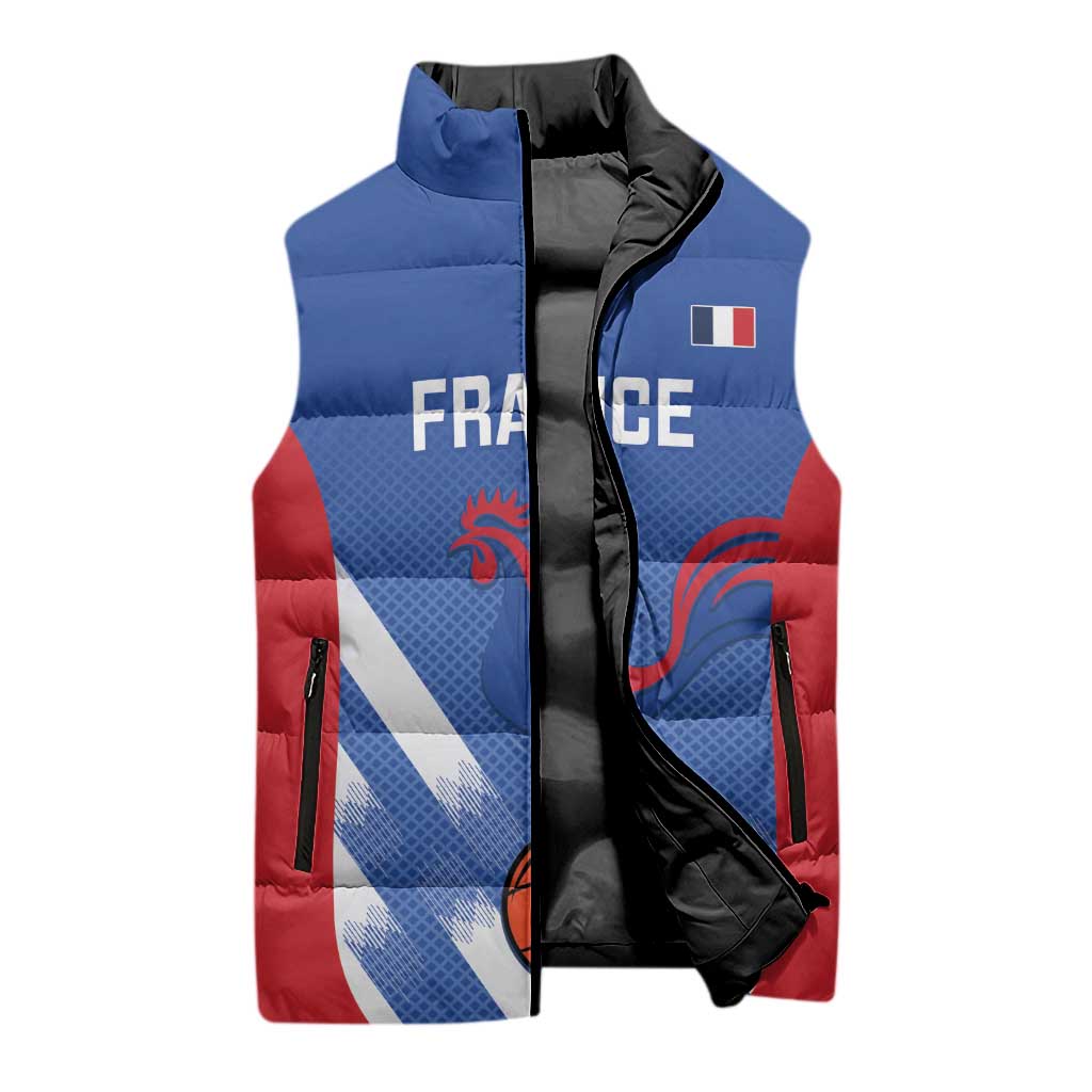 France Basketball Custom Sleeveless Puffer Jacket Allez Les Bleus - Wonder Print Shop