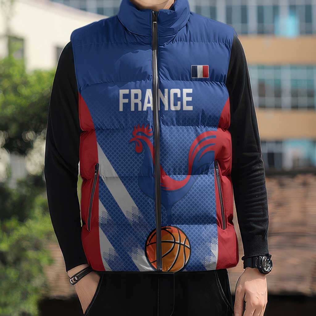 France Basketball Custom Sleeveless Puffer Jacket Allez Les Bleus - Wonder Print Shop