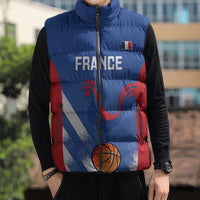 France Basketball Custom Sleeveless Puffer Jacket Allez Les Bleus - Wonder Print Shop