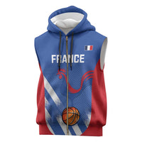 France Basketball Custom Sleeveless Zip Hoodie Allez Les Bleus - Wonder Print Shop