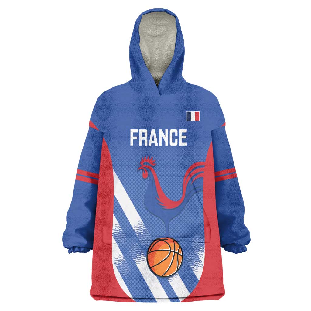France Basketball Custom Wearable Blanket Hoodie Allez Les Bleus - Wonder Print Shop
