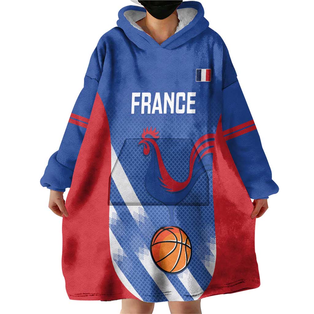 France Basketball Custom Wearable Blanket Hoodie Allez Les Bleus - Wonder Print Shop