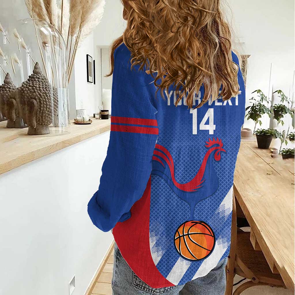 France Basketball Custom Women Casual Shirt Allez Les Bleus - Wonder Print Shop