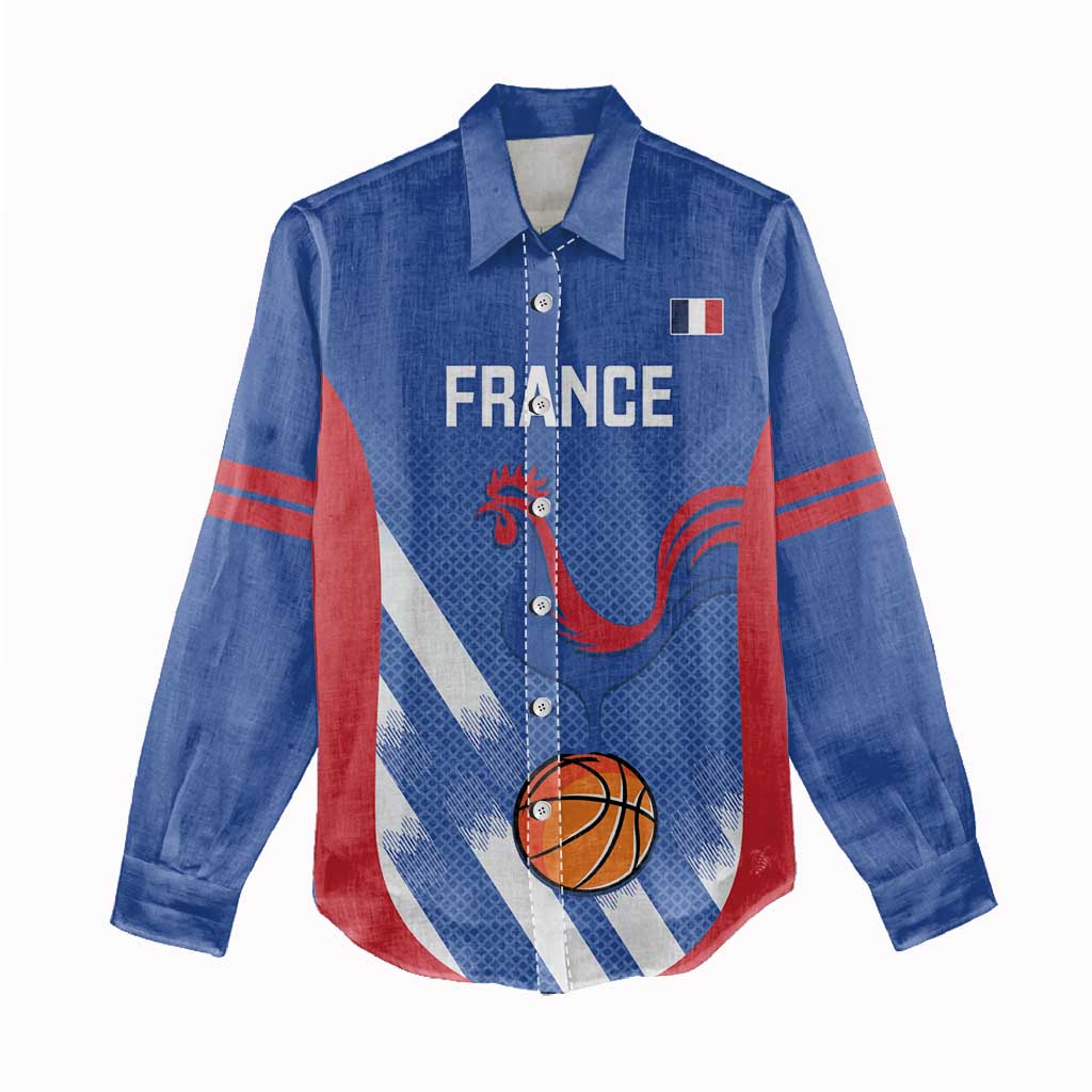 France Basketball Custom Women Casual Shirt Allez Les Bleus - Wonder Print Shop