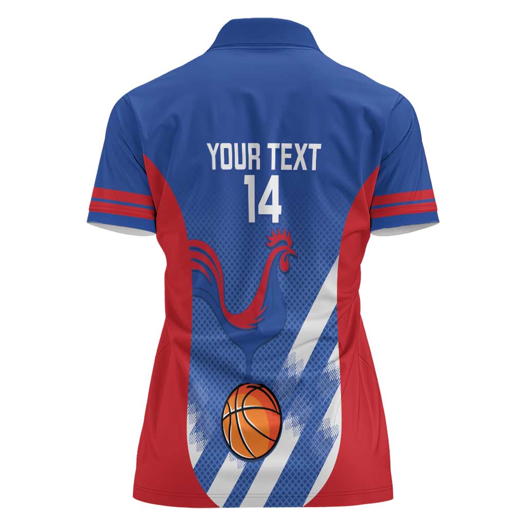 France Basketball Custom Women Polo Shirt Allez Les Bleus - Wonder Print Shop