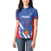 France Basketball Custom Women Polo Shirt Allez Les Bleus - Wonder Print Shop