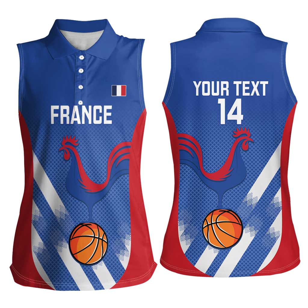 France Basketball Custom Women Sleeveless Polo Shirt Allez Les Bleus - Wonder Print Shop