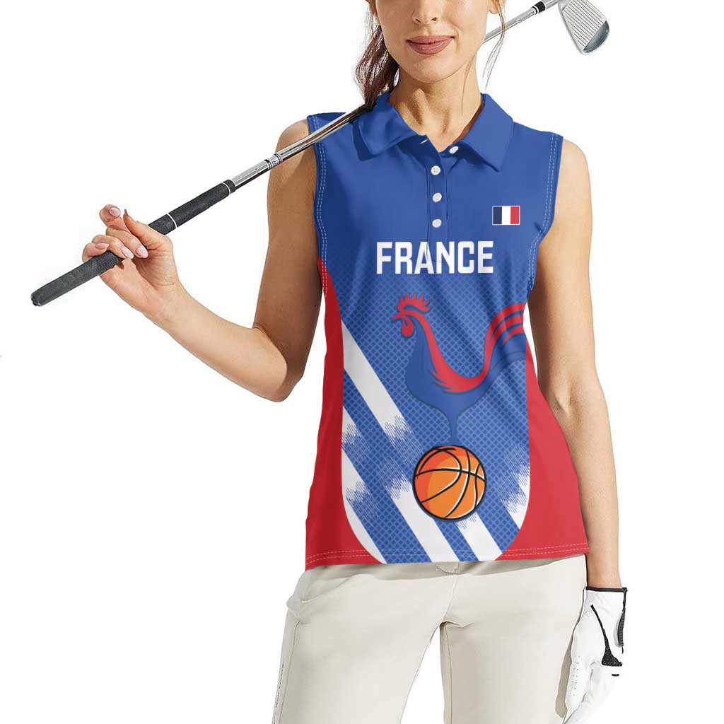 France Basketball Custom Women Sleeveless Polo Shirt Allez Les Bleus - Wonder Print Shop