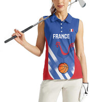 France Basketball Custom Women Sleeveless Polo Shirt Allez Les Bleus - Wonder Print Shop