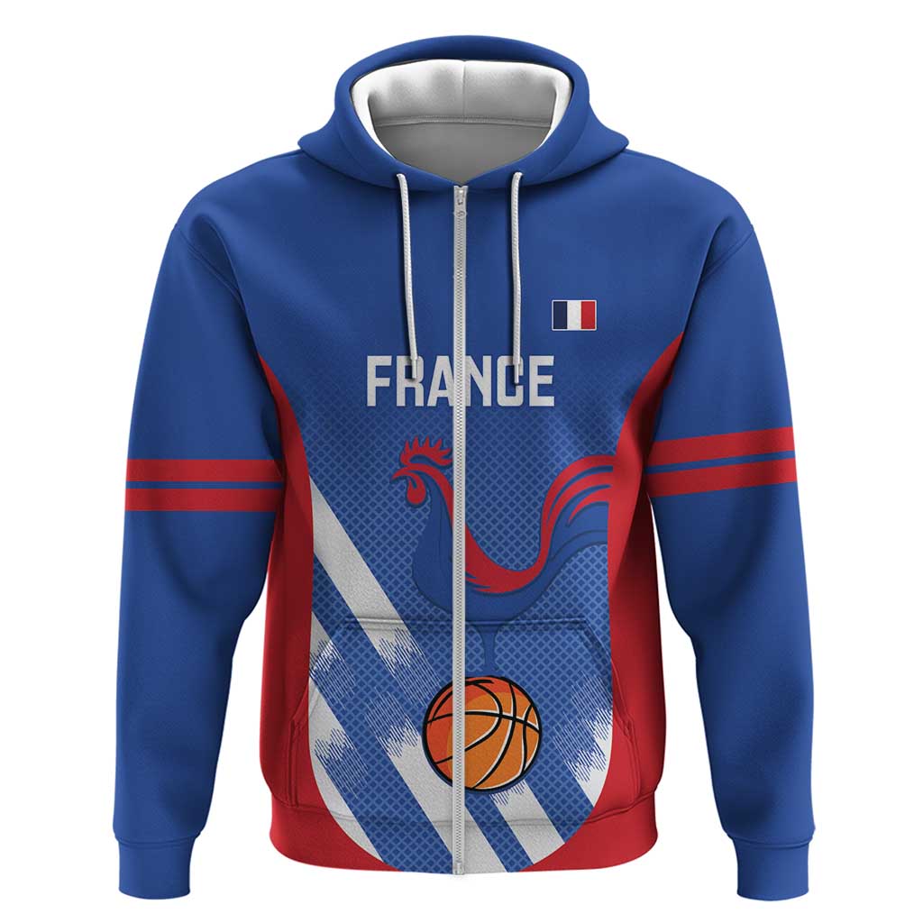 France Basketball Custom Zip Hoodie Allez Les Bleus - Wonder Print Shop
