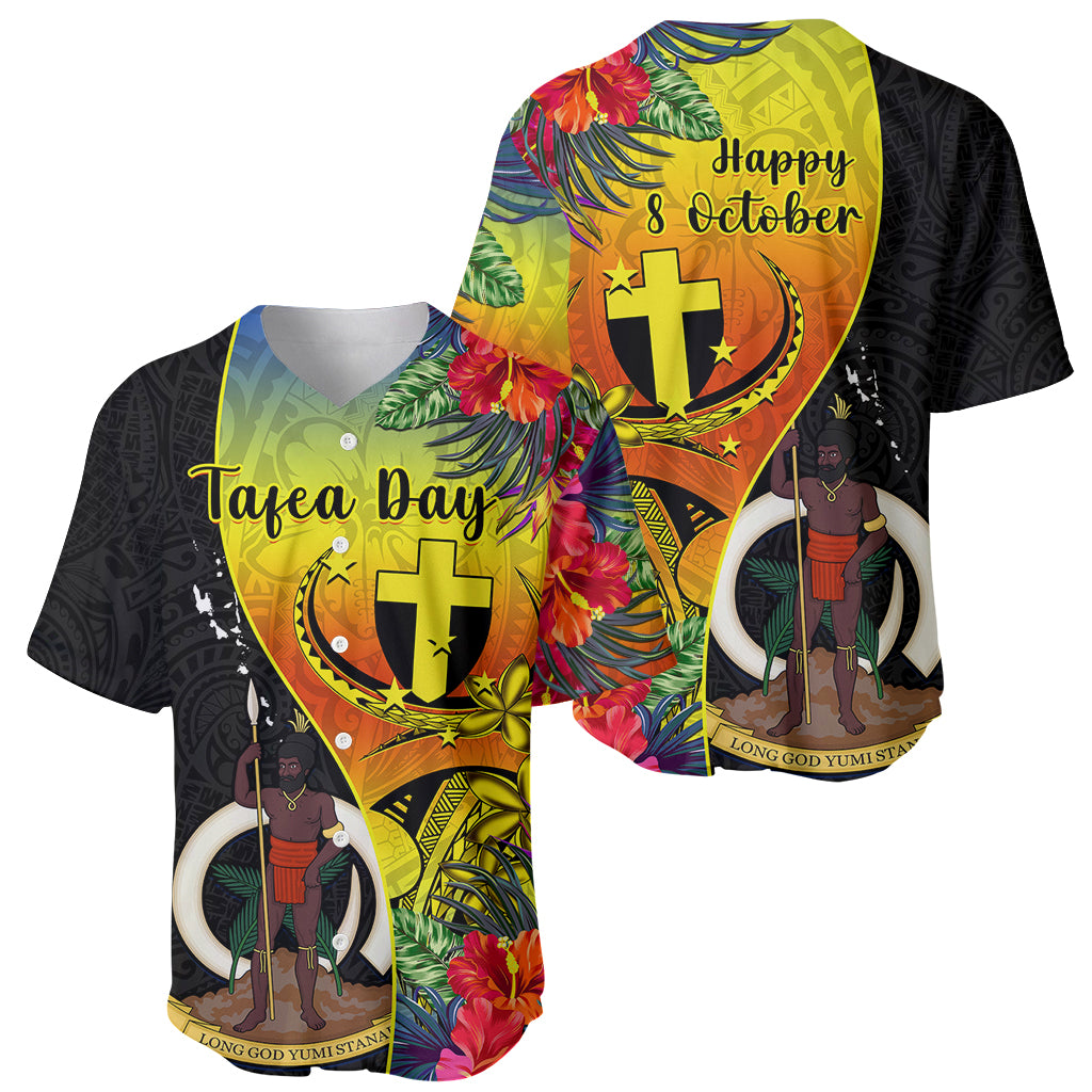 Vanuatu Tafea Day Baseball Jersey Coat Of Arms Mix Tropical Flowers - Wonder Print Shop