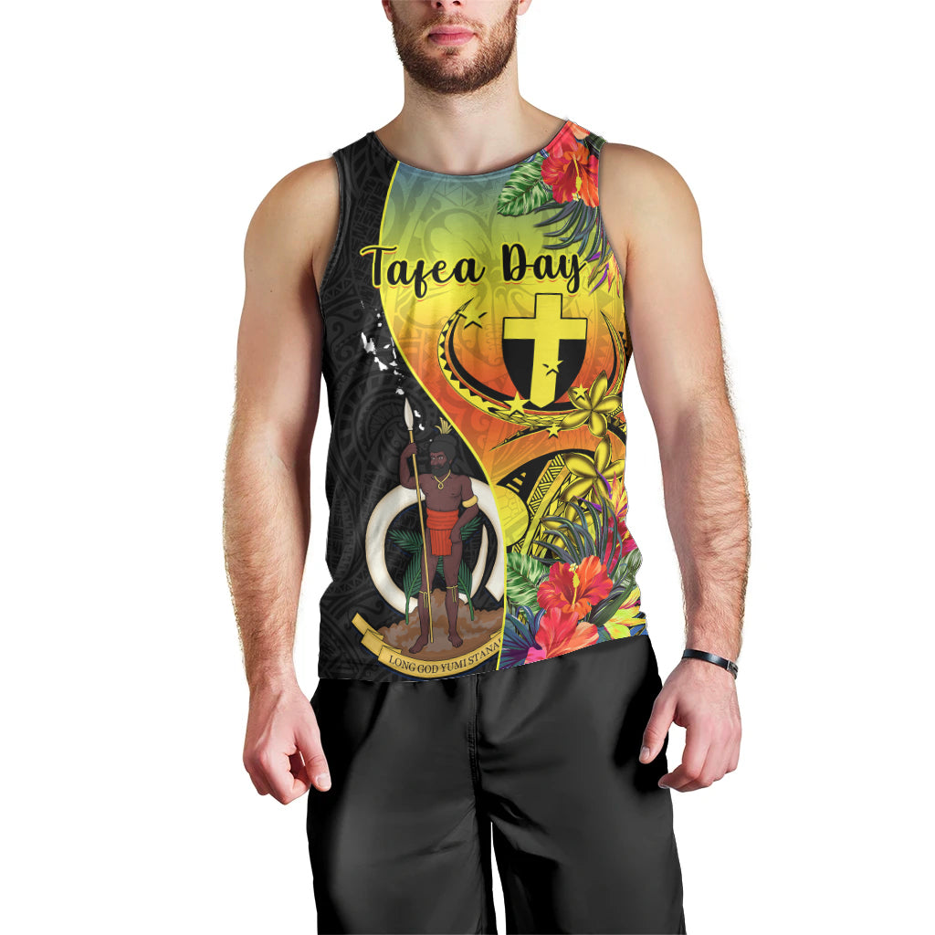 Vanuatu Tafea Day Men Tank Top Coat Of Arms Mix Tropical Flowers - Wonder Print Shop