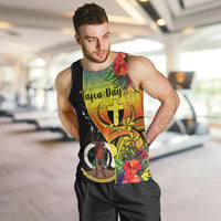 Vanuatu Tafea Day Men Tank Top Coat Of Arms Mix Tropical Flowers - Wonder Print Shop