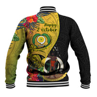 Vanuatu Torba Day Baseball Jacket Coat Of Arms Mix Tropical Flowers - Wonder Print Shop