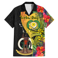 Vanuatu Torba Day Family Matching Mermaid Dress and Hawaiian Shirt Coat Of Arms Mix Tropical Flowers - Wonder Print Shop